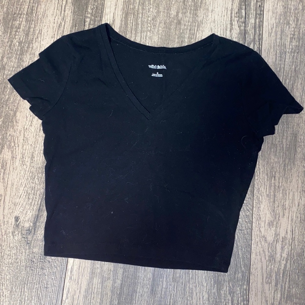 Black V-Neck Crop Top